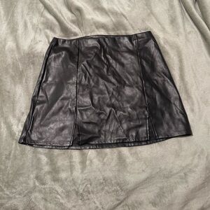 Papaya Black Faux Leather Skirt